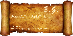 Bognár Györk névjegykártya