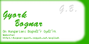 gyork bognar business card